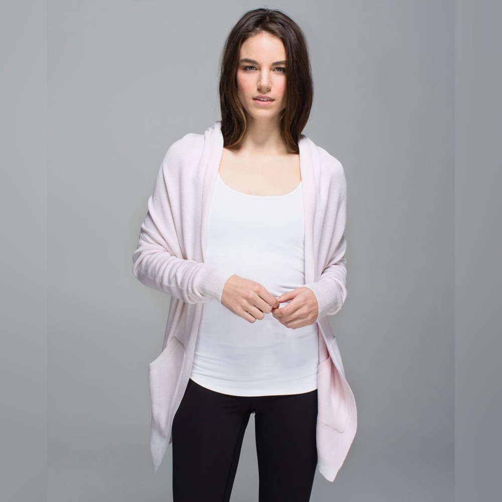 Lululemon Cabin Yogi Wrap Heathered White / Neutral Blush Cardigan Sweater